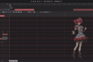 Synthesizer V Studio 2のピアノロール。重音テトのトラックでピッチカーブと音素が見える画面