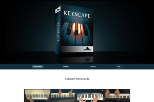 Spectrasonics公式サイトのKeyscapeのページ。Collector Keyboardsと書かれている