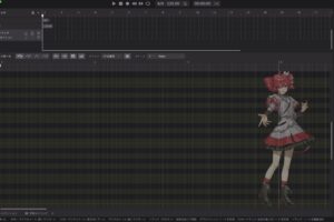 Synthesizer V Studio 2 Pro の編集画面。ピアノロールに音符と歌詞が並び、下部にパラメータパネル、右にボイス選択がある