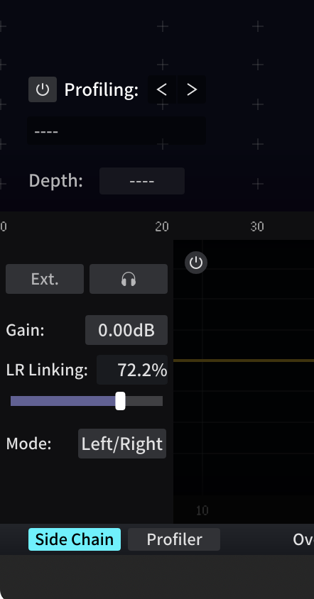 SpecCraftのSide Chain設定画面。外部信号を検出トリガーに使う設定