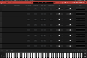 SampleTank 4のメイン画面。8パートのミキサービュー