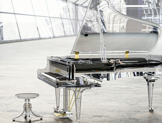 Piano V3の12モデルのひとつ、ガラスでできたGlass Grand(Arturia公式の画像)