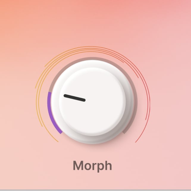 Augmented STRINGSのMorphつまみ。A側とB側の音を混ぜる割合を決める(Arturia公式サイトの画像より)