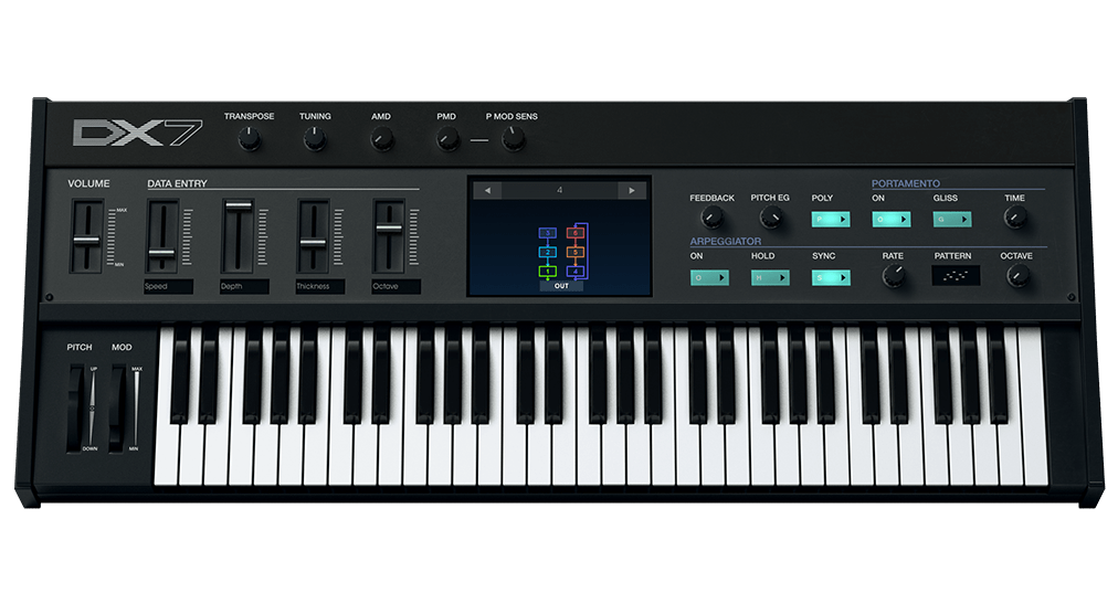 V Collection 11 Introに入っているDX7 Vの画面（Arturia公式の製品画像）