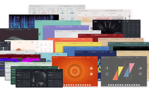 Excite Audio Bundle に入っているプラグインの画面を重ねた図（Plugin Boutique の製品画像より）