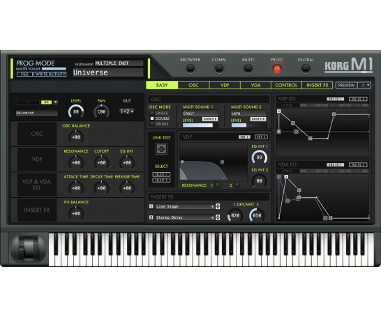 KORG CollectionのM1の画面（KORG公式）