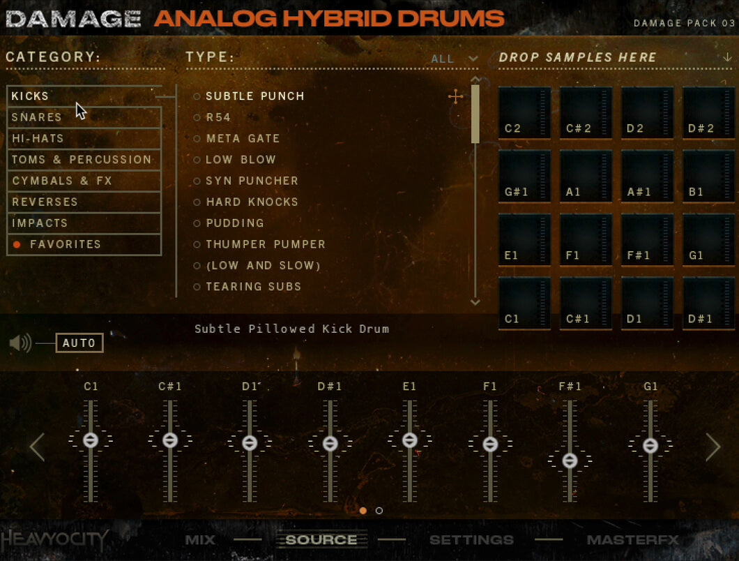 Analog Hybrid DrumsのKit Designerの画面(Heavyocity公式サイトより)