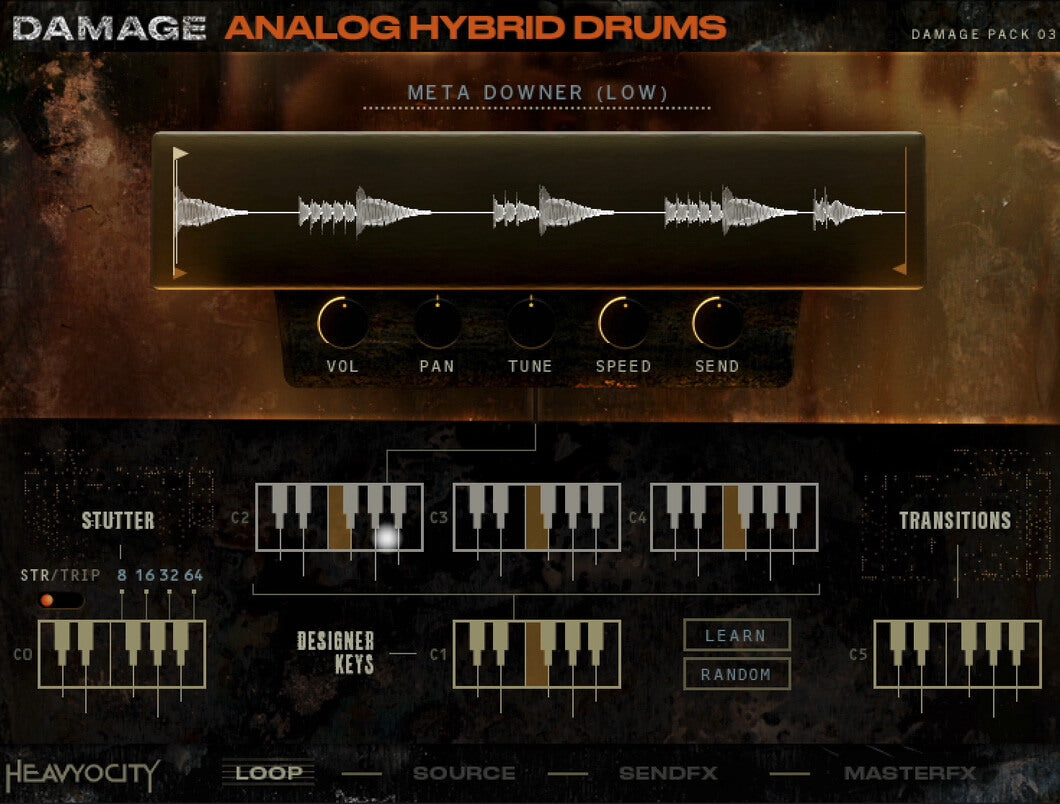 Analog Hybrid DrumsのLoop Designerの画面(Heavyocity公式サイトより)