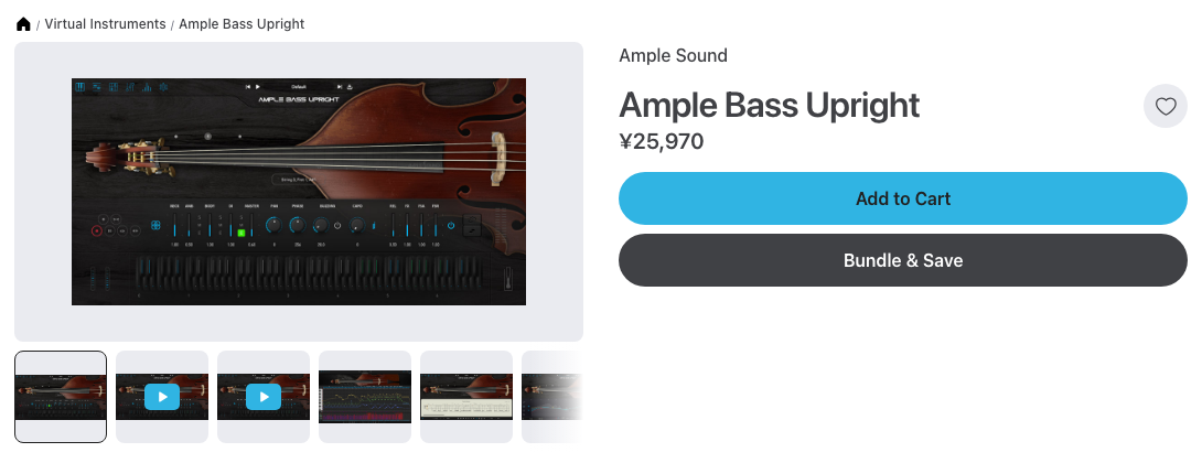 Plugin BoutiqueのAmple Bass Uprightの製品ページ（2026年10月10日時点で¥25,970・セールなし）