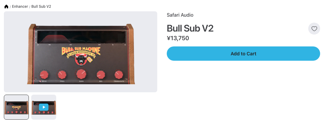 Plugin BoutiqueのBull Sub V2（Bull Sub Machine V2）の製品ページ（2026年10月23日時点で¥13,750）