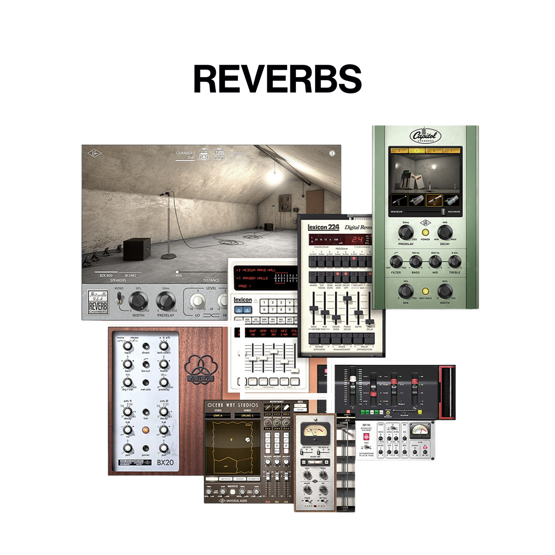 UAD Ultimate 14 に入っているリバーブ(Hitsville Reverb Chambers・Capitol Chambers・Lexicon 224・BX 20・Ocean Way Studios など。Plugin Boutique の製品ページより)