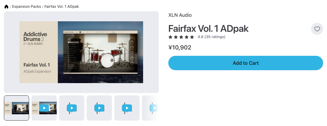 Plugin Boutique の Fairfax Vol. 1 ADpak のページ(2026年10月10日時点で¥10,902)