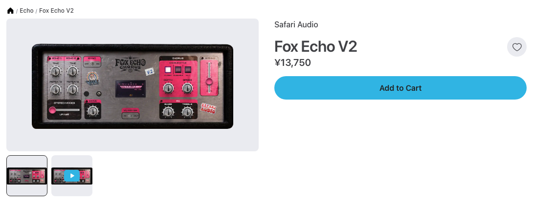 Plugin BoutiqueのFox Echo V2（Fox Echo Chorus V2）の製品ページ（2026年10月23日時点で¥13,750）