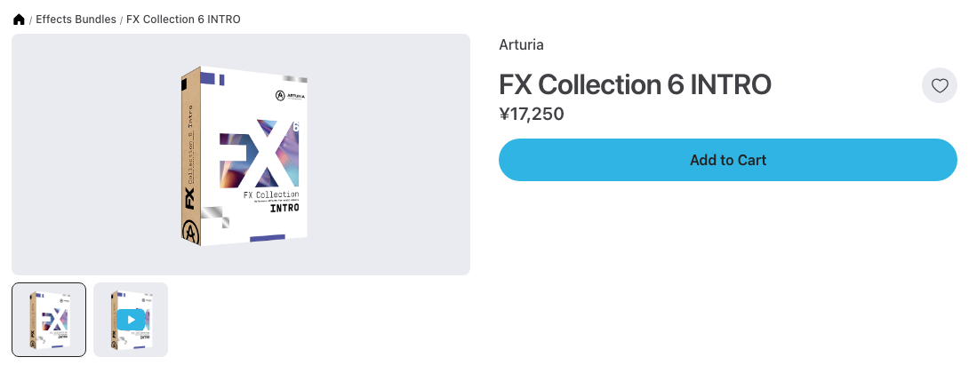 Plugin BoutiqueのArturia FX Collection 6 INTROの製品ページ（2026年10月6日時点で¥17,250・セールなし）