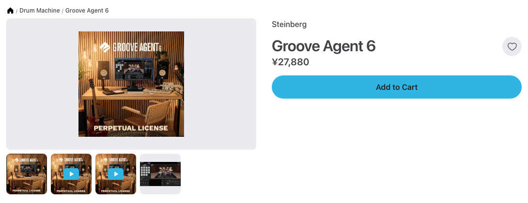 Plugin BoutiqueのGroove Agent 6の製品ページ（2026年10月22日時点で¥27,880）