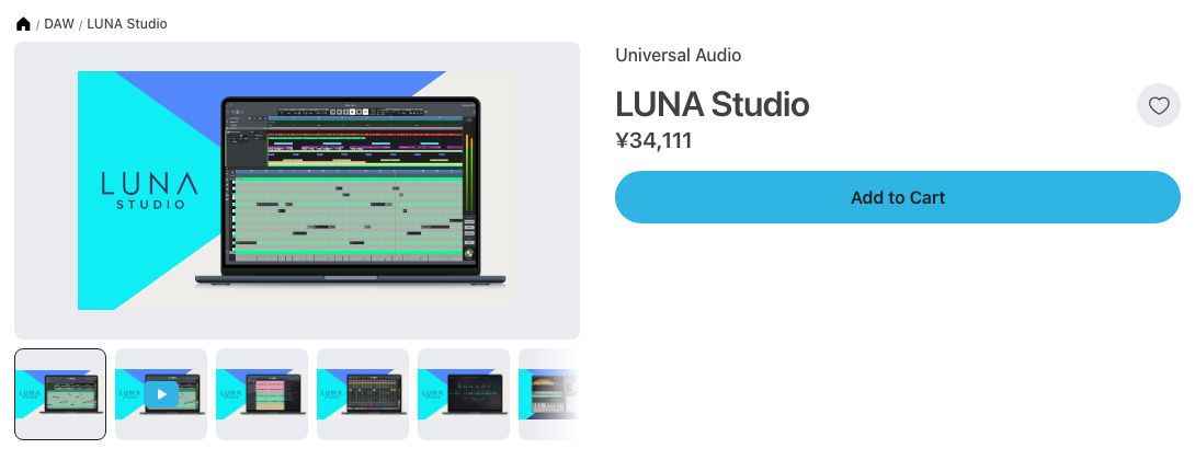 Plugin Boutique の LUNA Studio のページ（2026年10月20日時点で¥34,111）