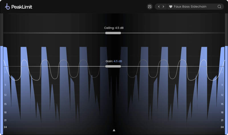 Core CollectionのリミッターPeakLimitの画面(Plugin Boutiqueの製品画像)