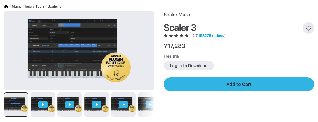 Plugin BoutiqueのScaler 3の製品ページ（2026年10月20日時点で¥17,283）
