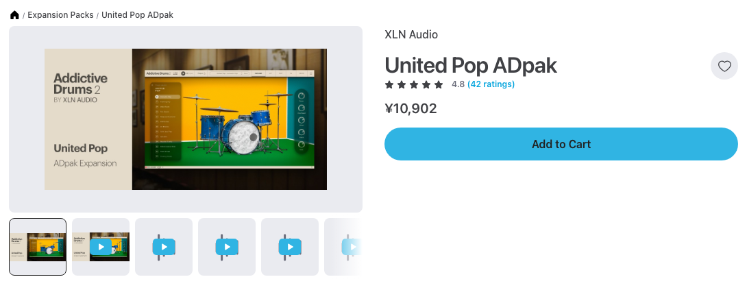 Plugin Boutique の United Pop ADpak のページ（2026年10月10日時点で¥10,902）