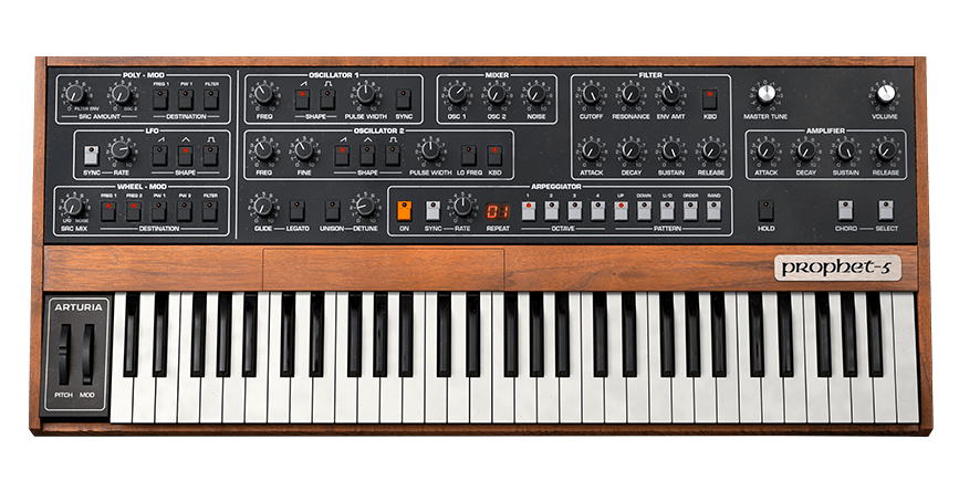 V Collection 11 Introに入っているProphet-5 Vの画面（Arturia公式の製品画像）