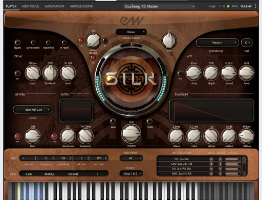 EastWest Silk の演奏画面（OPUS）。中央に SILK のロゴ、左右に音色とエフェクトのつまみが並ぶ（Plugin Boutique の製品画像）
