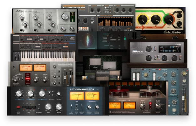 Softube Producer Collection（Plugin Boutique 限定のバンドル）の収録プラグイン。Vocoder・Tube Delay・Model 84・Harmonics・FET Compressor・Tape・Amp Room など（Plugin Boutique の製品画像）