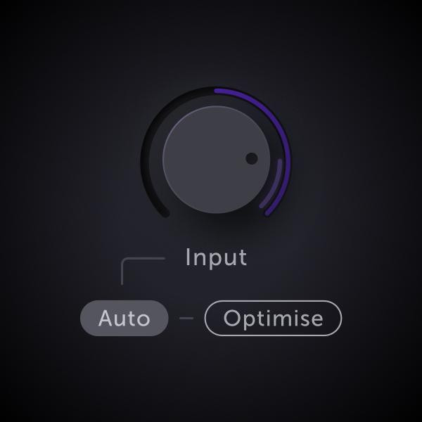 VocaのInputのつまみとAuto・Optimiseのボタン（Sonnox公式）