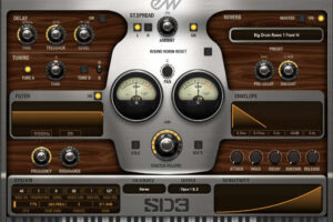 EastWest Stormdrum 3 の OPUS 画面。14in 16in Shime Daiko Japan（締太鼓）を読み込んだ PLAYER 画面（Plugin Boutique の製品画像）