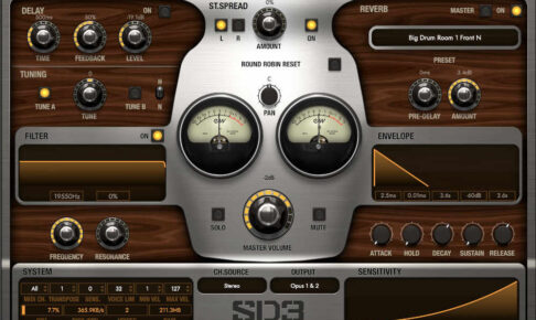 EastWest Stormdrum 3 の OPUS 画面。14in 16in Shime Daiko Japan（締太鼓）を読み込んだ PLAYER 画面（Plugin Boutique の製品画像）