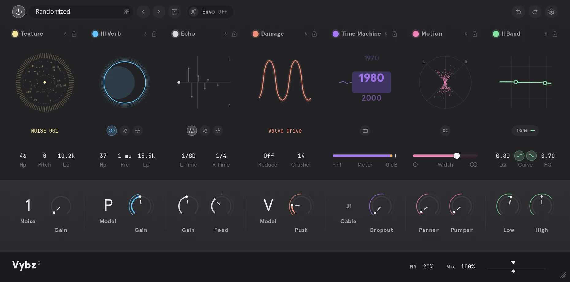 VYBZ 2でサイコロのボタンを押して設定をランダムに作った画面（Thenatan公式の画像）