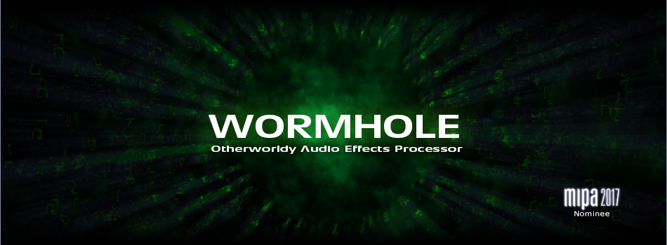 Zynaptiq WORMHOLE のバナー。Otherworldly Audio Effects Processor（Zynaptiq 公式の画像）